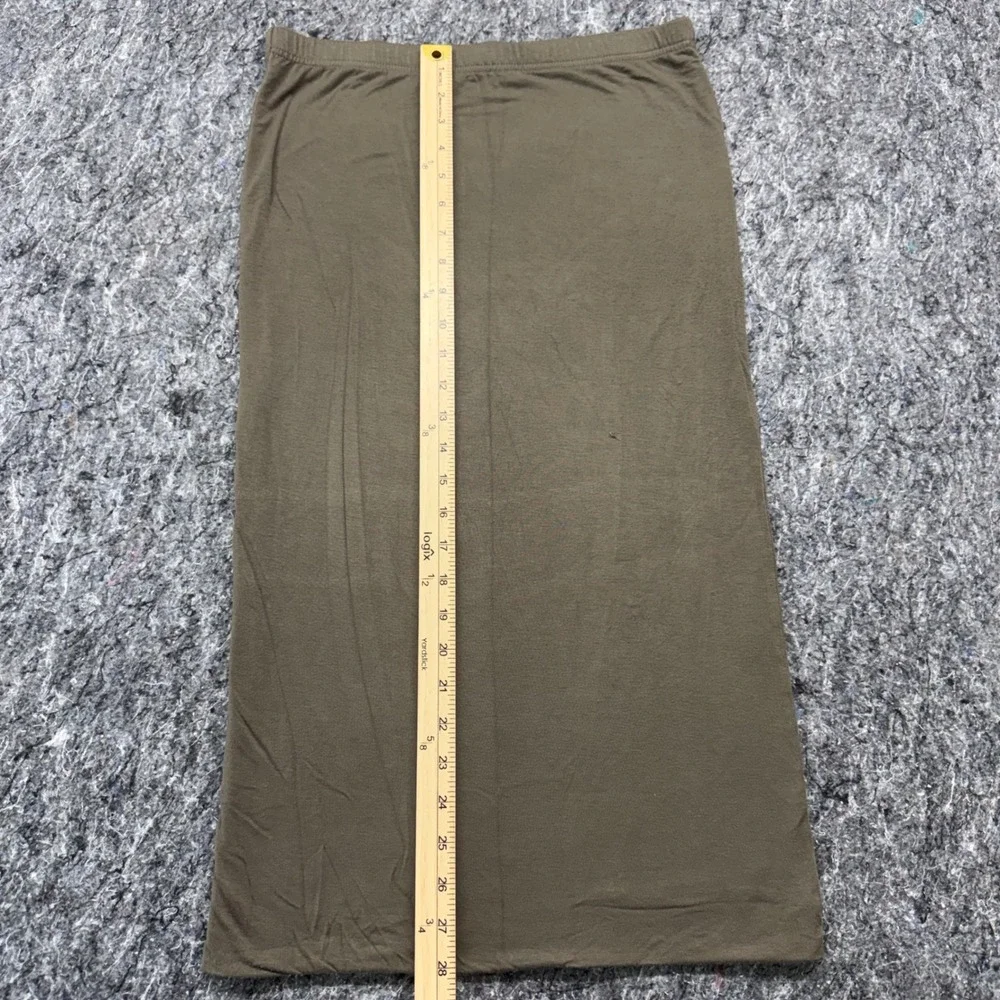 Leith Olive Green Maxi‎ Skirt Size Large Elastic Waist Rayon Blend Stretch